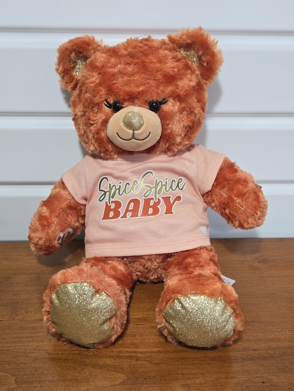 Retired Build-A-Bear Pumpkin Spice Teddy Bear Plush with Spice Spice Baby Shirt